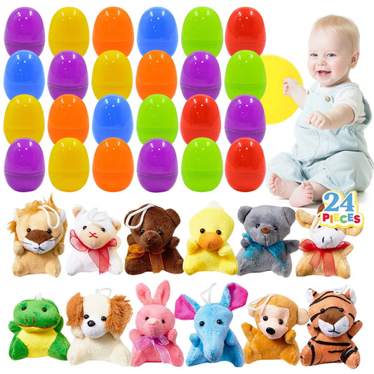 24 Easter eggs with plush toys – great for Easter! 🐣